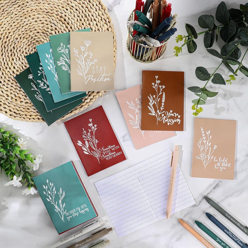 Affrolling 100 Pcs Inspirational Notebooks with Pen Bulk Motivational Mini Notepads Valentines Coworker Gifts Appreciation Gifts for Employee Office Staff Team Teacher Nurse (Retro Colors) - Image 5